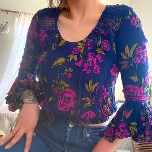 Express floral flared sleeves top